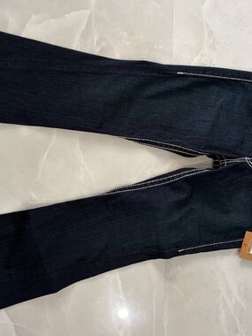 True Religion Dark Blue Jeans with White Stitching, Joey style, crystals